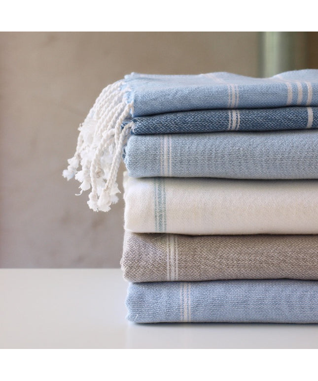Hammam håndklæde beige med hvide striber