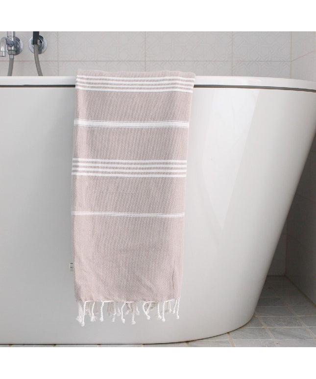 Hammam håndklæde beige med hvide striber