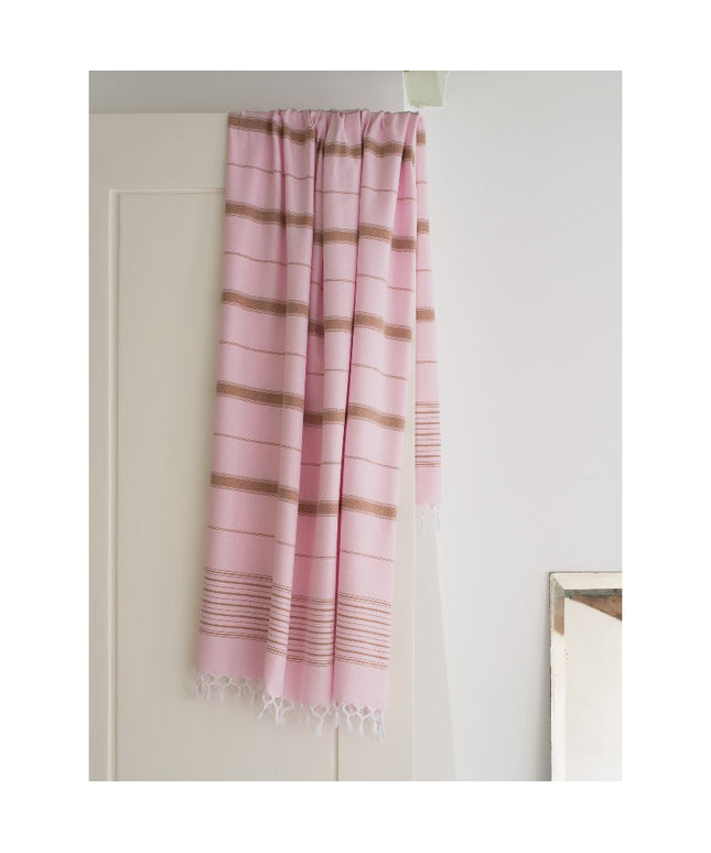 Hammam håndklæde pink brun 170x100