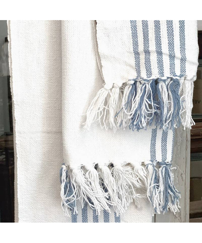 Gæstehåndklæde - Blå og hvid