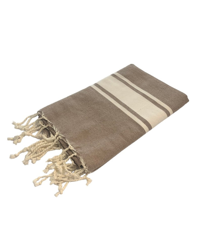 Taupe stribet Hamam håndklæde