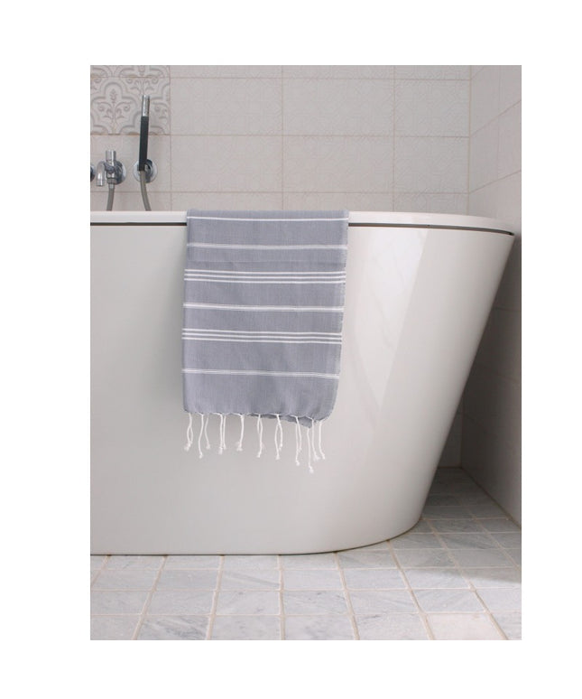 Hamam gæstehåndklæde Grey/White - 100x50 cm