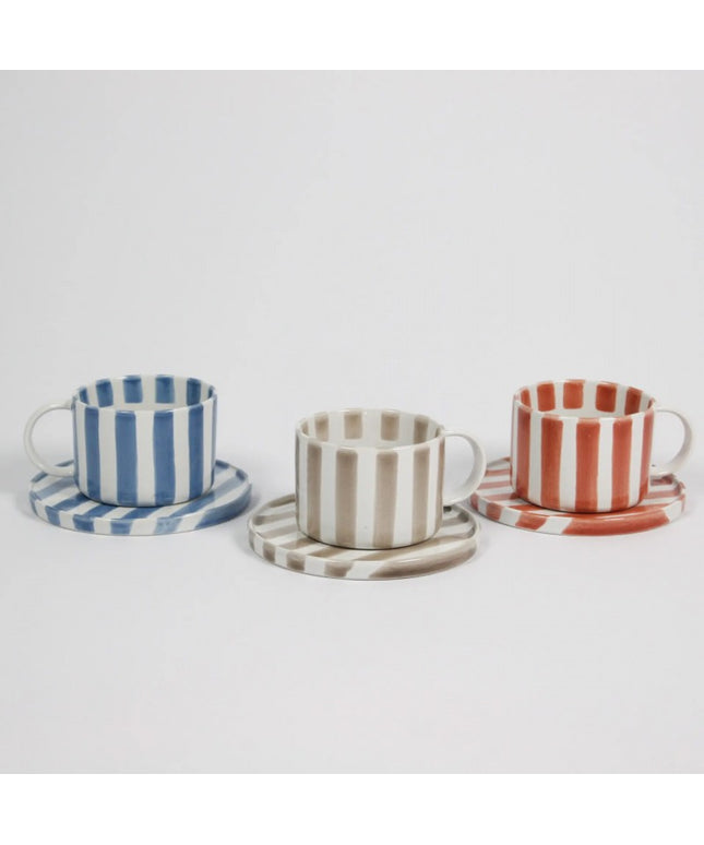 Kaffekop med beige striber