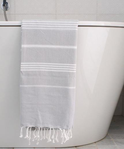 Hamam håndklæde Light grey/White - 170x100 cm