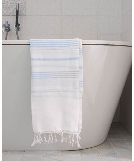 Hamam håndklæde White/lightblue - 170x100 cm