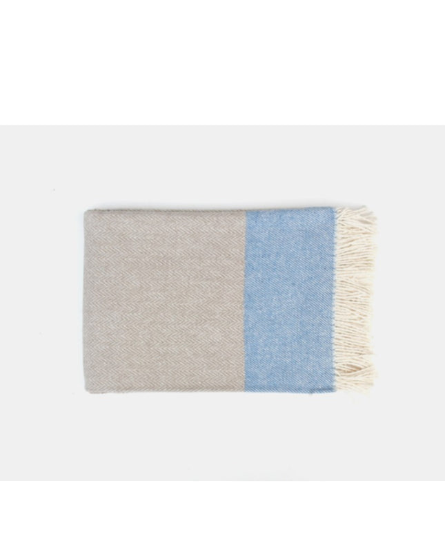 Sienna Blue Plaid 130x170 cm, Linen and silk