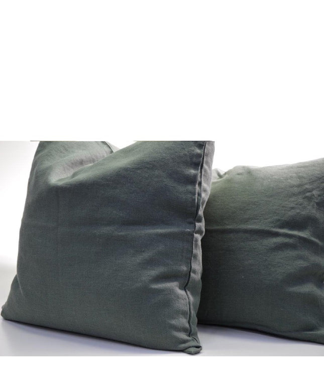 Pudebetræk i organisk hør - Grøn 50x50 cm