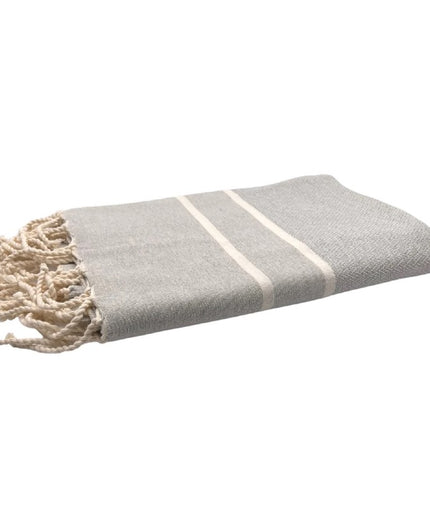 Grå & hvid stribet Hamam håndklæde