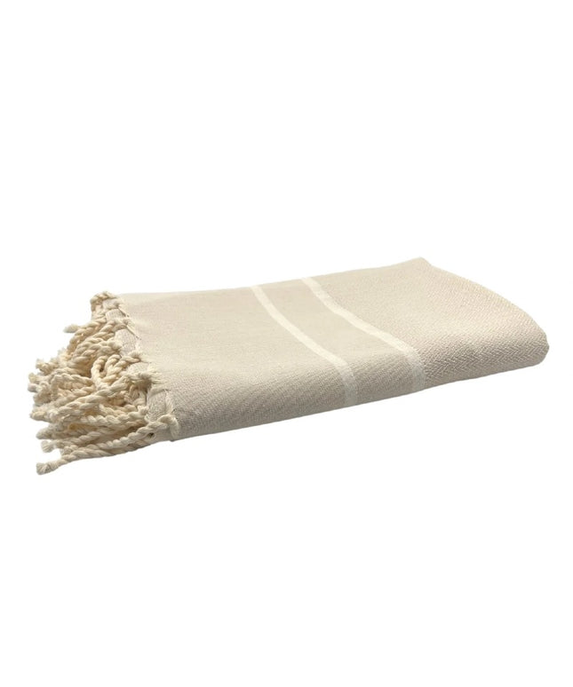 Beige & hvid stribet Hamam håndklæde