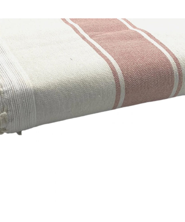 rødt og hvidt hamam håndklæde med frotté stribet