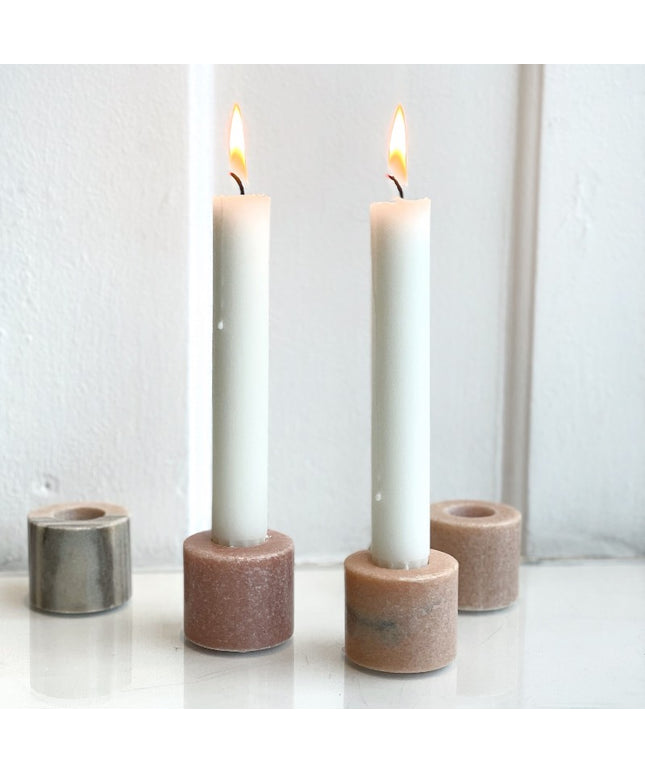 Lysestage i rosa marmor