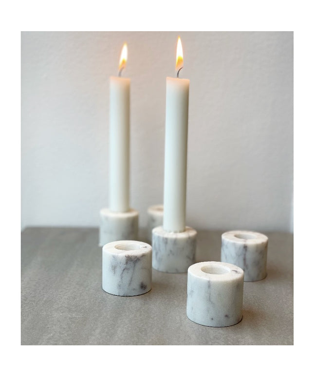 Lysestage i hvid marmor