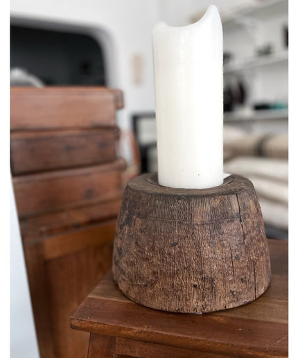Rustic wooden candle holder