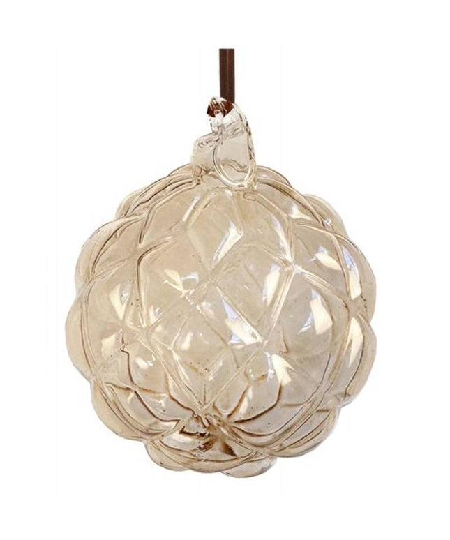 Glaskugle med velour i lys transparent  beige