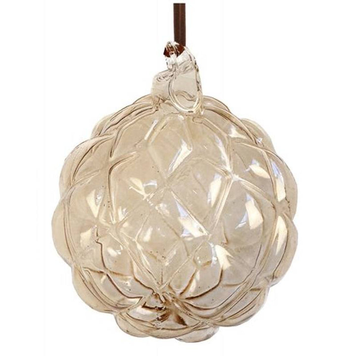 Glaskugle med velour i lys transparent  beige