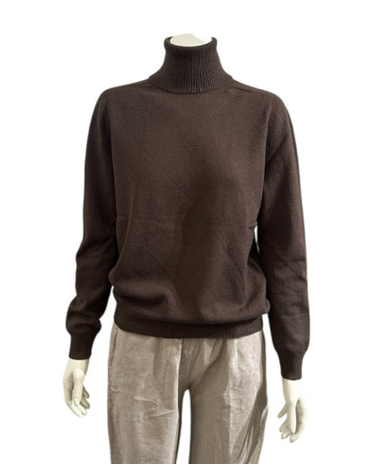 Blød rullekrave bluse - Brun