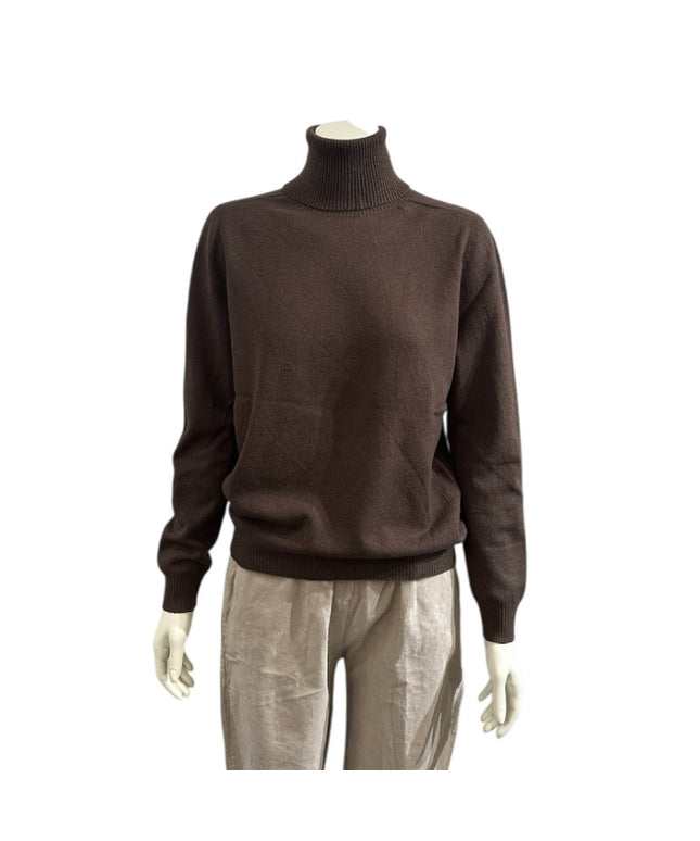 Blød rullekrave bluse - Brun