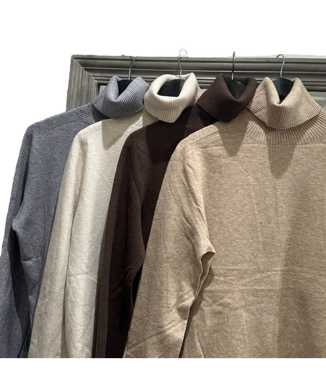 Blød rullekrave bluse - Brun