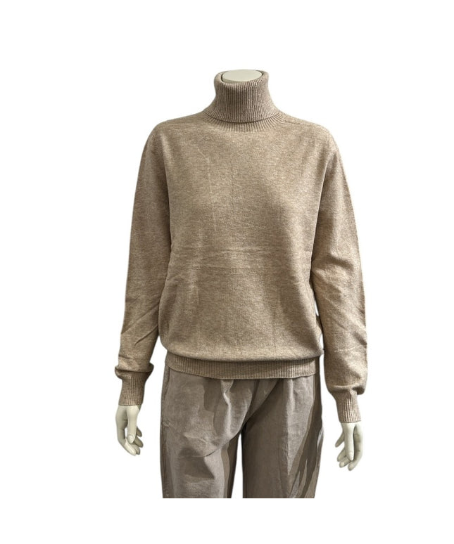 Blød rullekrave bluse - Sand