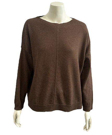 Bluse i Cashmere blend - Brun