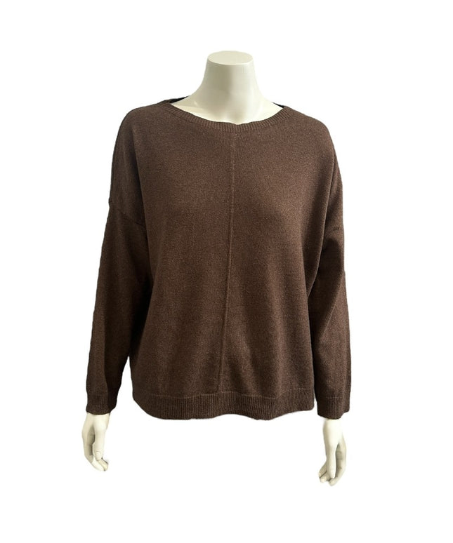 Bluse i Cashmere blend - Brun