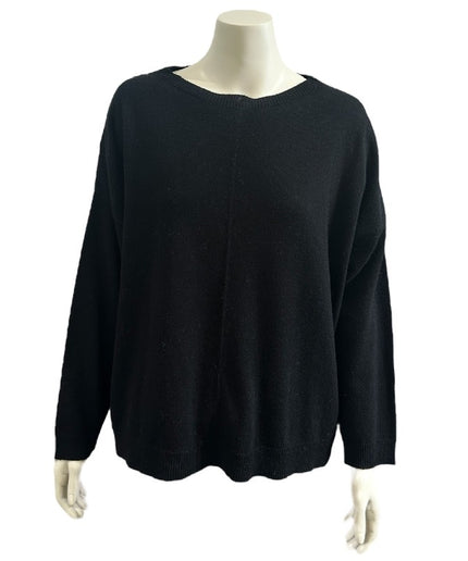 Bluse i Cashmere blend - Sort