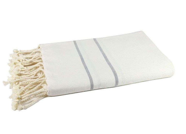 Hvid & grå stribet Hamam håndklæde