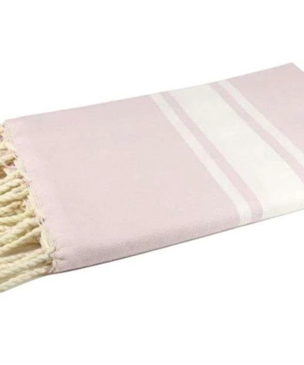 Lyserød stribet Hamam håndklæde