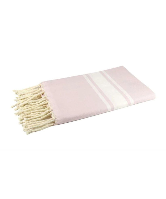 Lyserød stribet Hamam håndklæde
