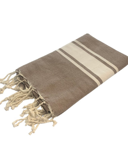 Taupe striped Hamam towel