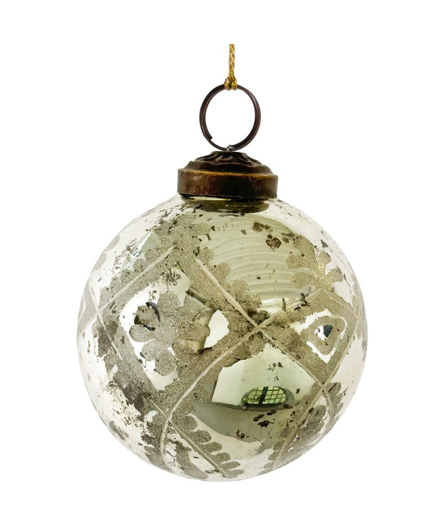 Glaskugle m. engravering og glitter 8cm