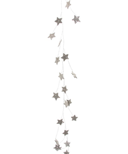 Guirlande med sølv glitter stjerner 180cm