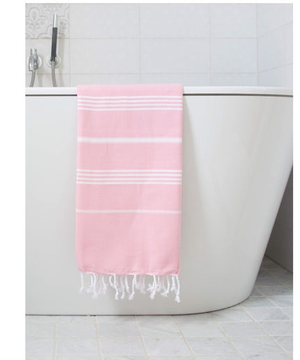 Hamam håndklæde Powder pink/White - 170x100 cm