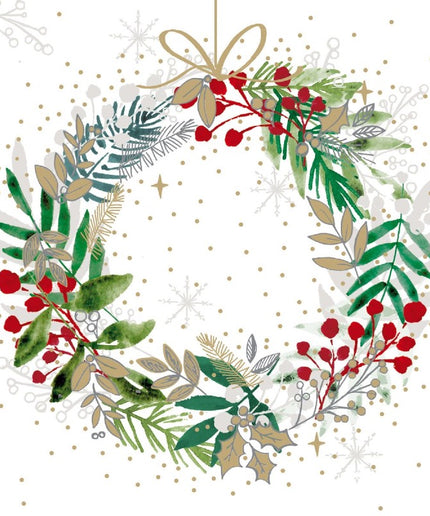 Festive Wreath papirservietter, 33x33 cm