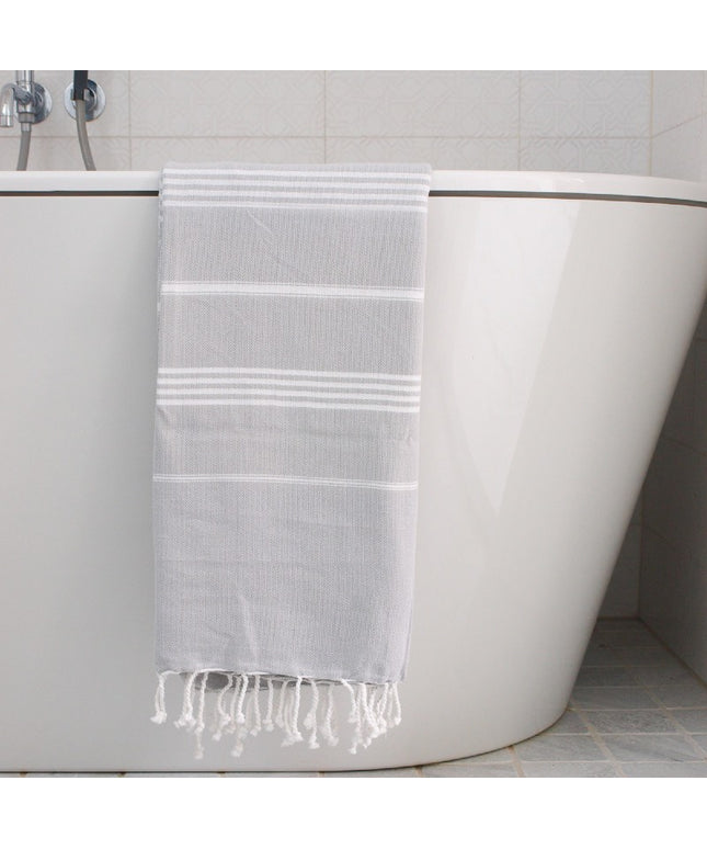 Hamam håndklæde Light grey/White - 170x100 cm