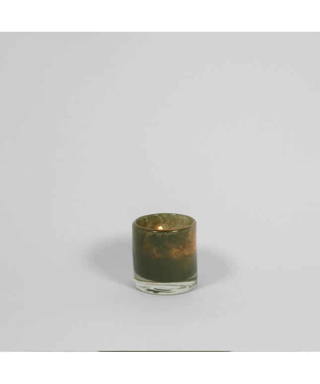 Fyrfadsstage i grøn glas 8 cm