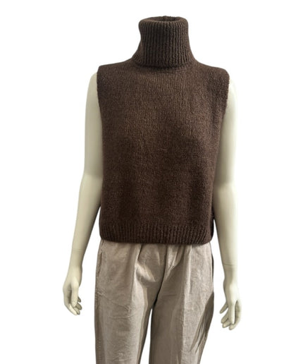 Vest med rullekrave - Brun