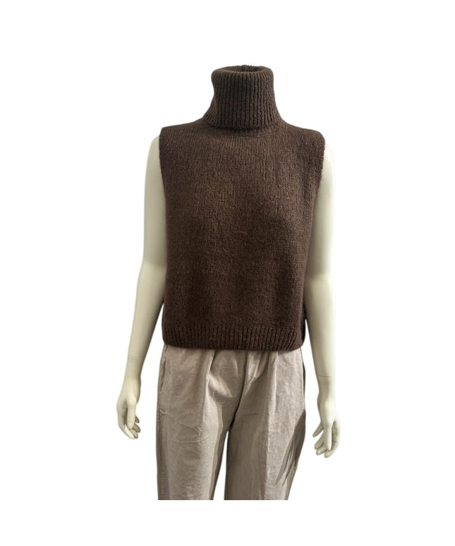 Vest med rullekrave - Brun