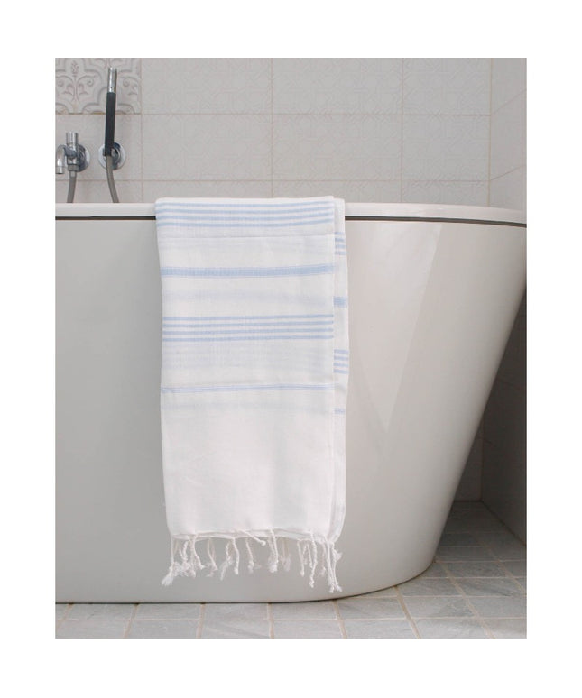Hamam håndklæde White/lightblue - 170x100 cm