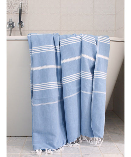 Hamam håndklæde Blue/White - 220x160 cm