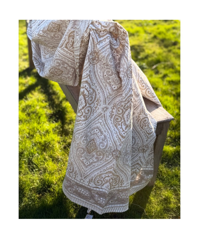 Sengetæppe med blokprint 220x280 cm