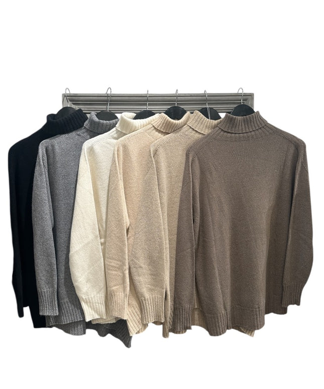Rullekrave i Cashmere blend  - Sort