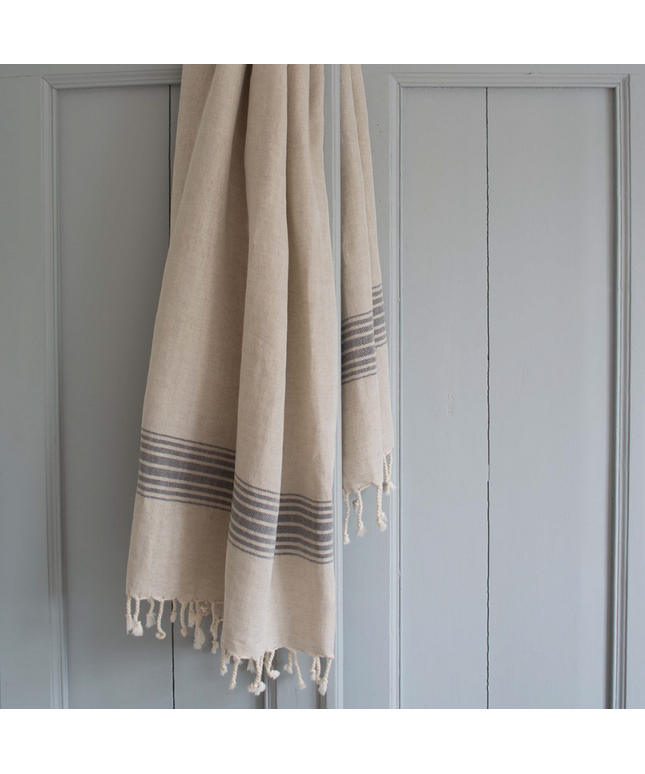 Hamam håndklæde Sort Striped - 2 størrelser
