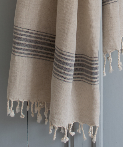 Hamam håndklæde Sort Striped - 2 størrelser
