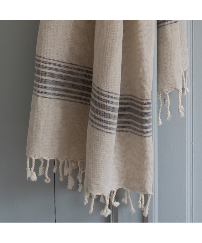 Hamam håndklæde Sort Striped - 2 størrelser