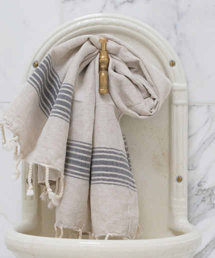 Hamam håndklæde Sort Striped - 2 størrelser