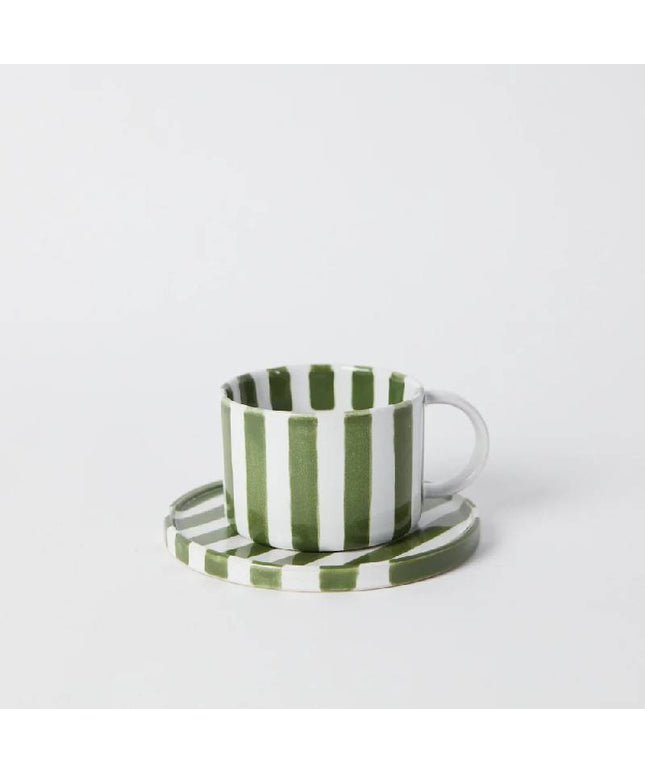 Kaffekop med grønne striber