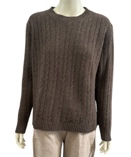 Merino uld strik - kabel brun