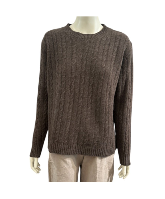 Merino uld strik - kabel brun