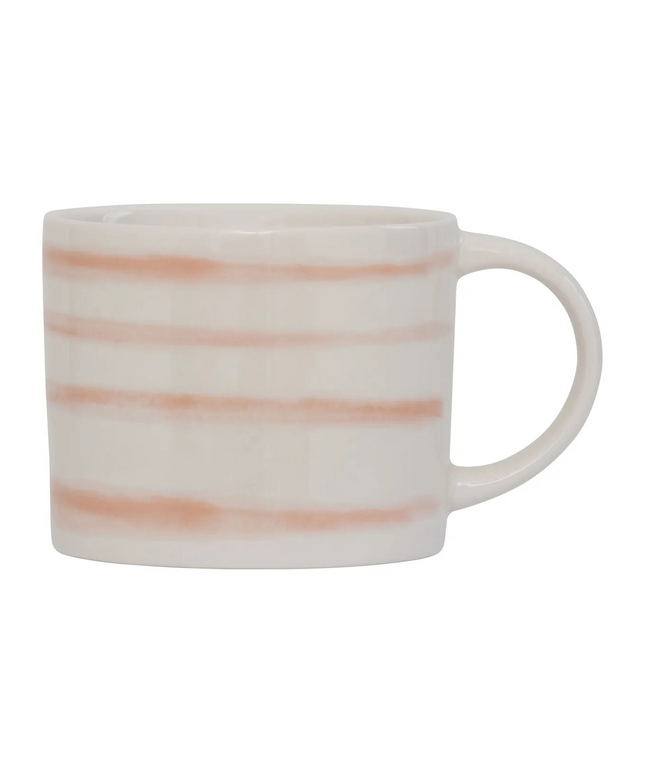 Hvidt krus med rosa/orange mønster